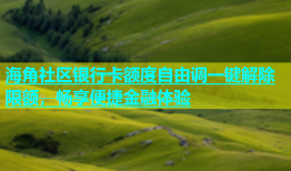 海角社区银行卡额度自由调一键解除限额，畅享便捷金融体验