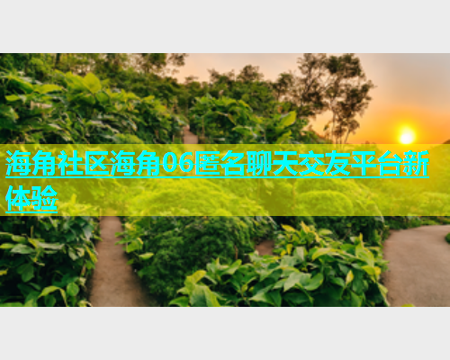 海角社区海角06匿名聊天交友平台新体验